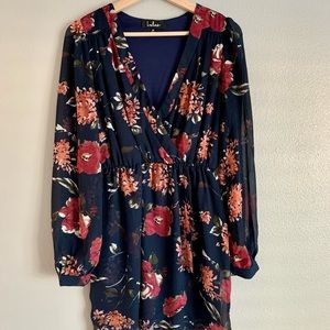 Lulu’s Floral Pretty Pretender Long Sleeve Minidress size M